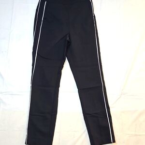 Zara Basic Collection Black Straight Leg Cropped Pants Zipper Detail Size Small